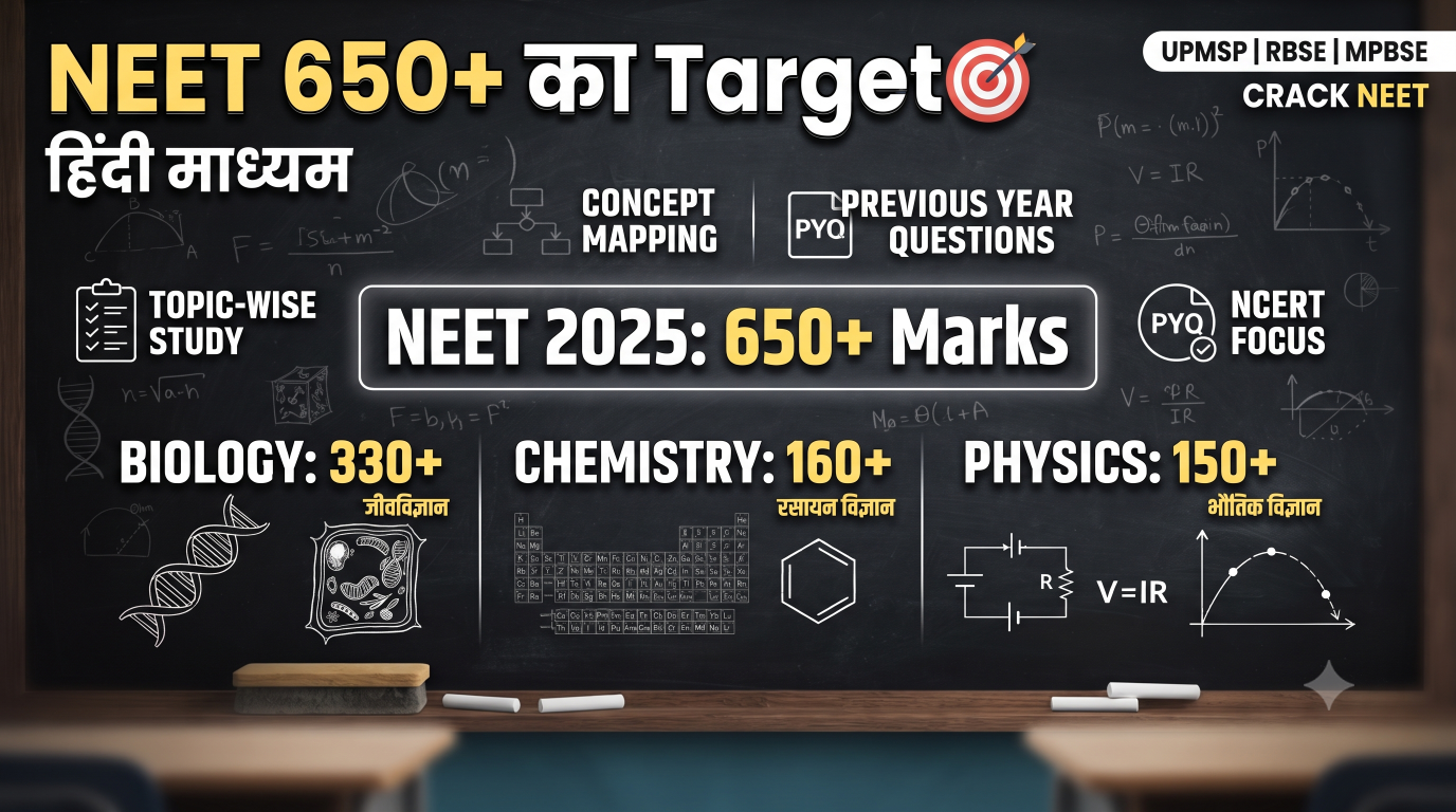NEET में 650+ के लिए सब्जेक्ट वाइज़ मार्क्स टारगेट : बायोलॉजी, केमिस्ट्री, फिज़िक्स