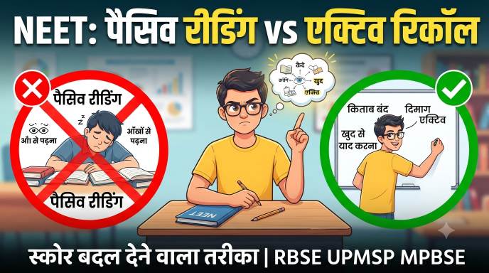 NEET में एक्टिव रिकॉल बनाम पैसिव रीडिंग : स्कोर बदल देने वाला तरीका